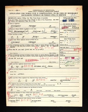 Pennsylvania, U.S., Veteran Compensation Application Files, WWII, 1950-1966