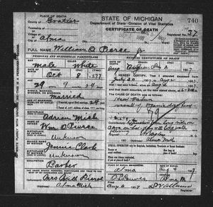 Michigan, U.S., Death Records, 1867-1952