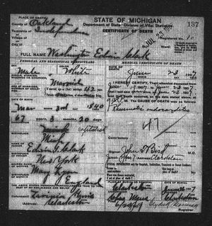 Michigan, U.S., Death Records, 1867-1952