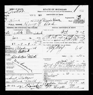 Michigan, U.S., Death Records, 1867-1952