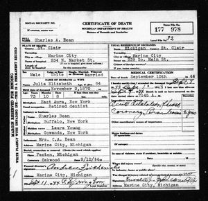 Michigan, U.S., Death Records, 1867-1952