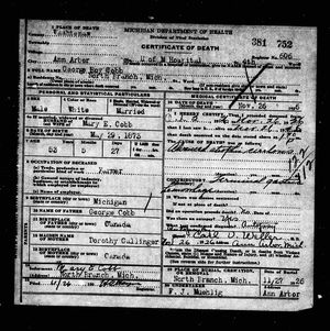 Michigan, U.S., Death Records, 1867-1952