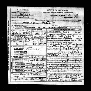 Michigan, U.S., Death Records, 1867-1952