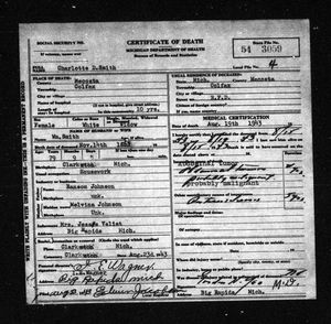 Michigan, U.S., Death Records, 1867-1952