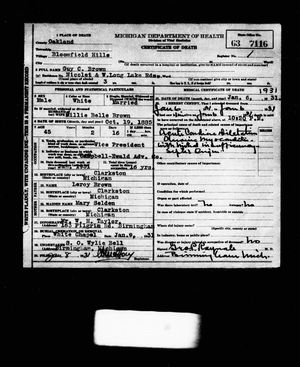 Michigan, U.S., Death Records, 1867-1952