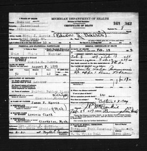 Michigan, U.S., Death Records, 1867-1952