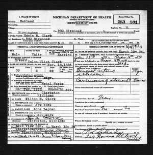 Michigan, U.S., Death Records, 1867-1952