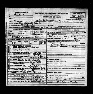 Michigan, U.S., Death Records, 1867-1952