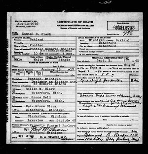 Michigan, U.S., Death Records, 1867-1952