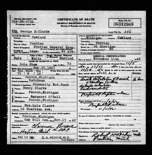 Michigan, U.S., Death Records, 1867-1952