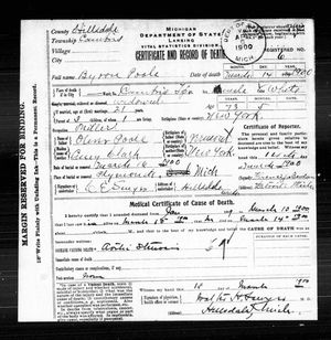 Michigan, U.S., Death Records, 1867-1952