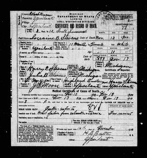 Michigan, U.S., Death Records, 1867-1952