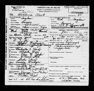 Michigan, U.S., Death Records, 1867-1952