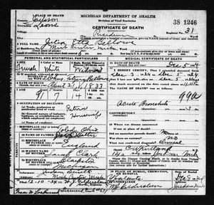 Michigan, U.S., Death Records, 1867-1952