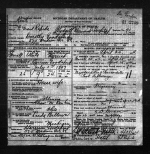 Michigan, U.S., Death Records, 1867-1952