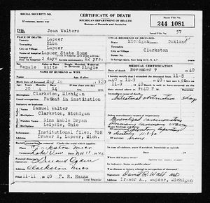 Michigan, U.S., Death Records, 1867-1952