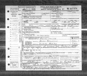 Indiana, U.S., Death Certificates, 1899-2017