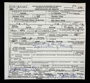 Nevada, U.S., Death Certificates, 1911-1965