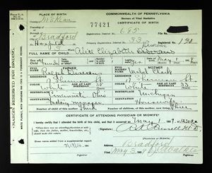 Pennsylvania, U.S., Birth Certificates, 1906-1913