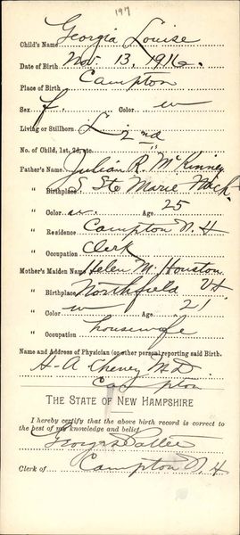 New Hampshire, U.S., Birth Records, 1631-1920