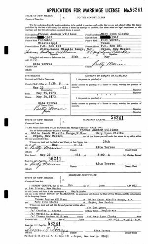 New Mexico, Select County Marriage Records, 1905-1999