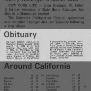 Doris (Boyce) Klemp Obituary3.18.1982