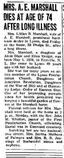 Lillian B Marshall Obituary