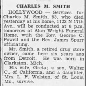 Obituary for CHARLES M. SMITH (Aged 93)