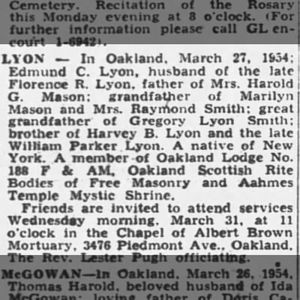 Obituary for Edmund C. LYON