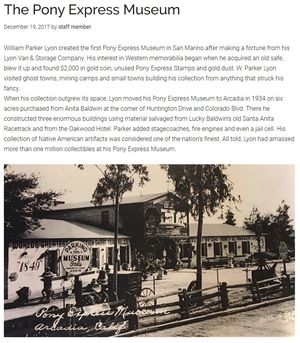 Pony Express Museum, Arcadia, California (William Parker Lyon Sr)