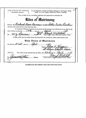 Texas, U.S., Select County Marriage Records, 1837-1965